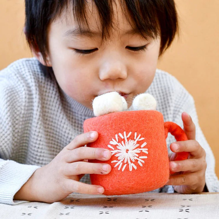 FELT HOT CHOCOLATE CACAO WITH MARSHMALLOWS (RED MUG) by TARA TREASURES - The Playful Collective