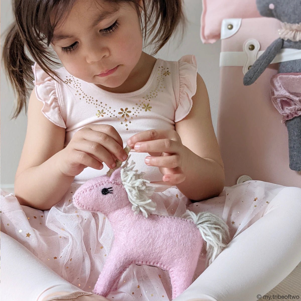 FELT PINK UNICORN TOY by TARA TREASURES - The Playful Collective