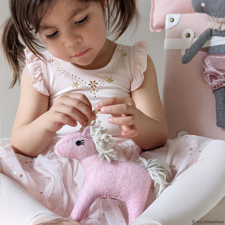 FELT PINK UNICORN TOY by TARA TREASURES - The Playful Collective