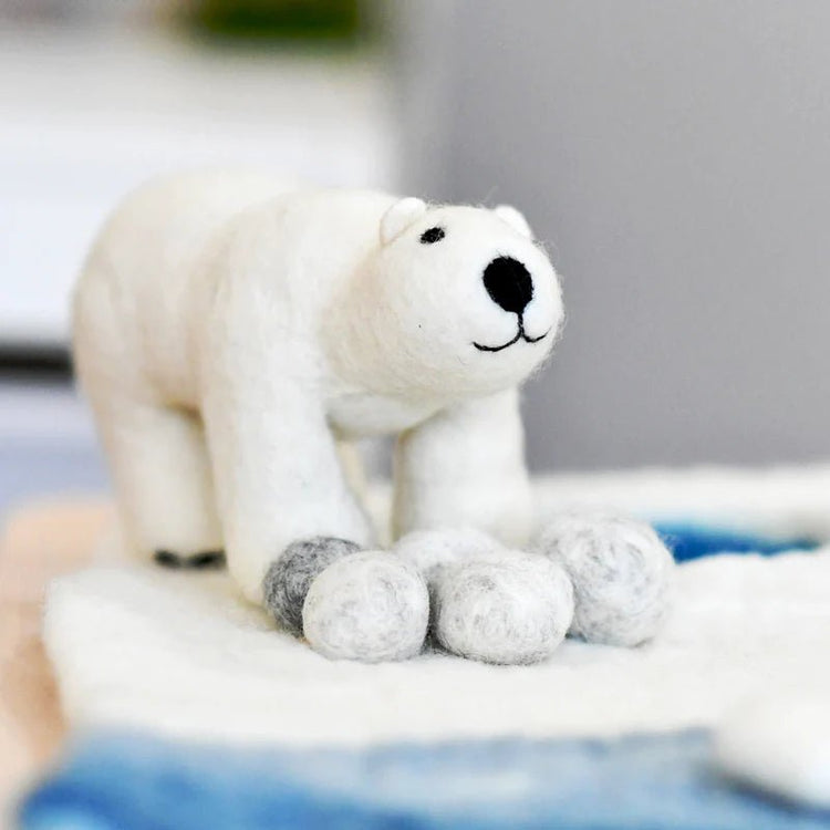 FELT POLAR BEAR TOY by TARA TREASURES - The Playful Collective