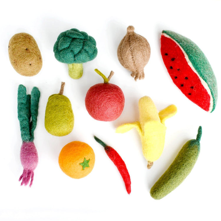 FELT VEGETABLES AND FRUITS - SET B (11 PIECES) by TARA TREASURES - The Playful Collective