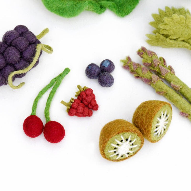 FELT VEGETABLES AND FRUITS - SET C (15 PIECES) by TARA TREASURES - The Playful Collective