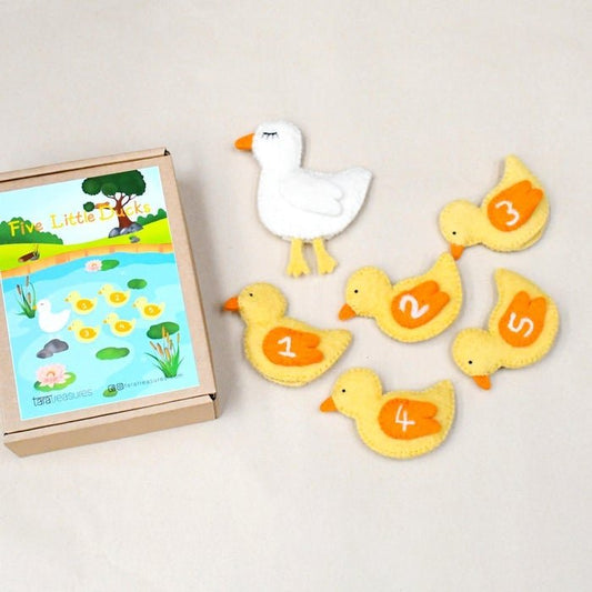 FIVE LITTLE DUCKS FINGER PUPPET SET by TARA TREASURES - The Playful Collective