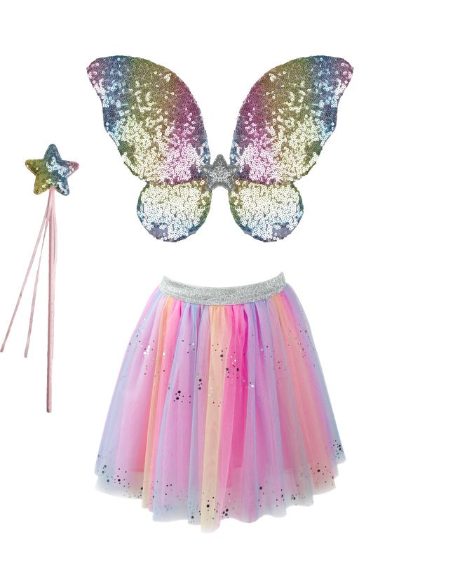 GREAT PRETENDERS | RAINBOW SEQUINS SKIRT WITH WINGS & WAND - SIZE 4-6 by GREAT PRETENDERS - The Playful Collective