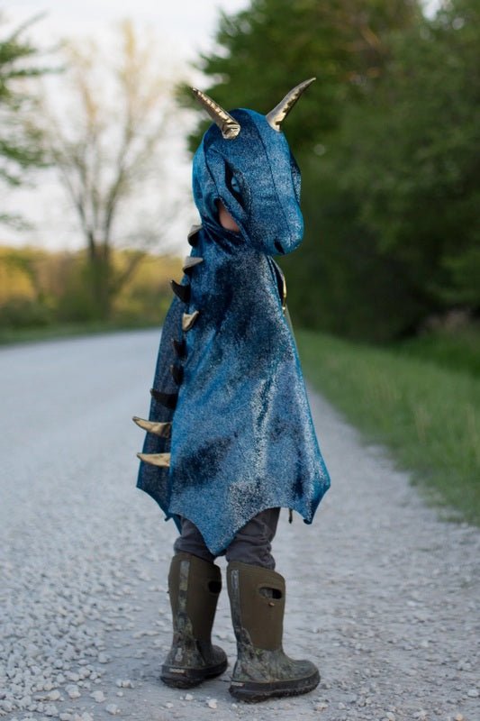 GREAT PRETENDERS | TEAL & GOLD STARRY NIGHT DRAGON HOODED CAPE - SIZE 5-6 by GREAT PRETENDERS - The Playful Collective
