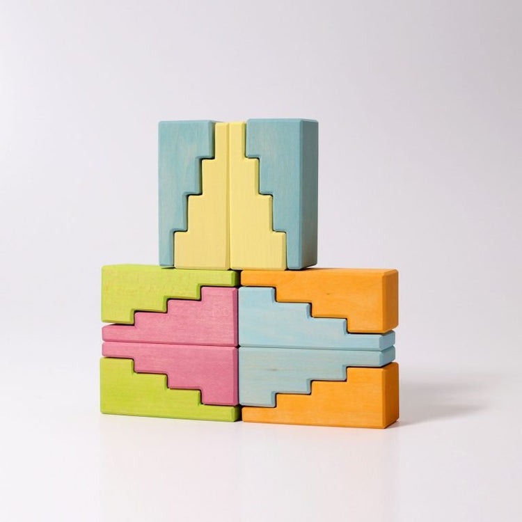 GRIMM'S | STEPPED ROOFS - PASTEL by GRIMM'S WOODEN TOYS - The Playful Collective