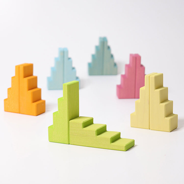 GRIMM'S | STEPPED ROOFS - PASTEL by GRIMM'S WOODEN TOYS - The Playful Collective