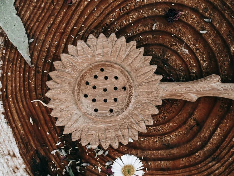 HANDCRAFTED SUNFLOWER SLOTTED DUO SPOON by WILD MOUNTAIN CHILD - The Playful Collective
