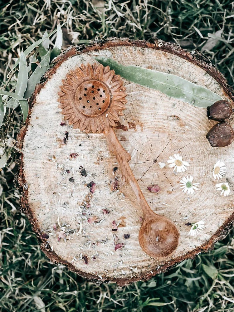 HANDCRAFTED SUNFLOWER SLOTTED DUO SPOON by WILD MOUNTAIN CHILD - The Playful Collective