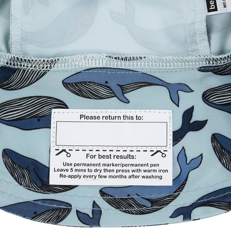 KIDS SWIM LEGIONNAIRE BEACH HAT - WHALE 0-3 mths / 37cm / XXS by BEDHEAD HATS - The Playful Collective