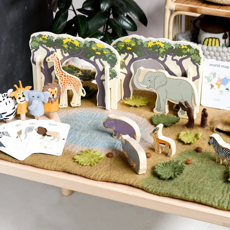 LARGE SAFARI FELT PLAY MAT PLAYSCAPE by TARA TREASURES - The Playful Collective