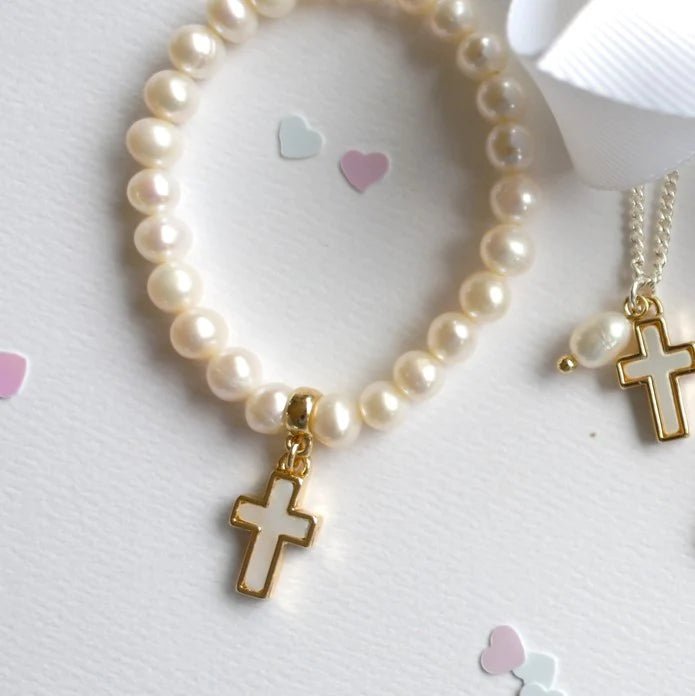 LAUREN HINKLEY | FRESHWATER PEARL CROSS BRACELET by LAUREN HINKLEY AUSTRALIA - The Playful Collective