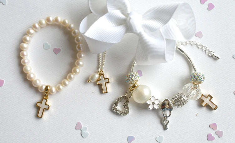 LAUREN HINKLEY | FRESHWATER PEARL CROSS BRACELET by LAUREN HINKLEY AUSTRALIA - The Playful Collective