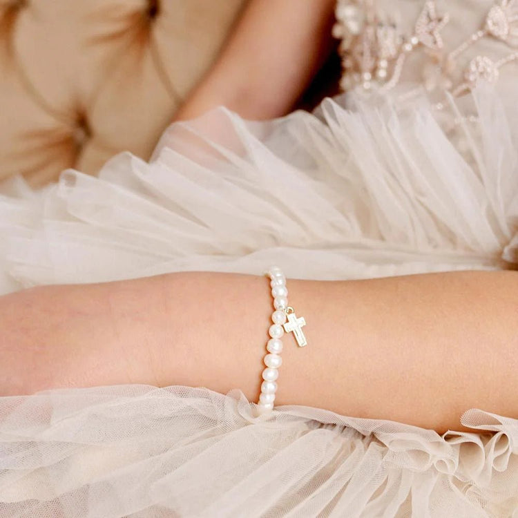 LAUREN HINKLEY | FRESHWATER PEARL CROSS BRACELET by LAUREN HINKLEY AUSTRALIA - The Playful Collective