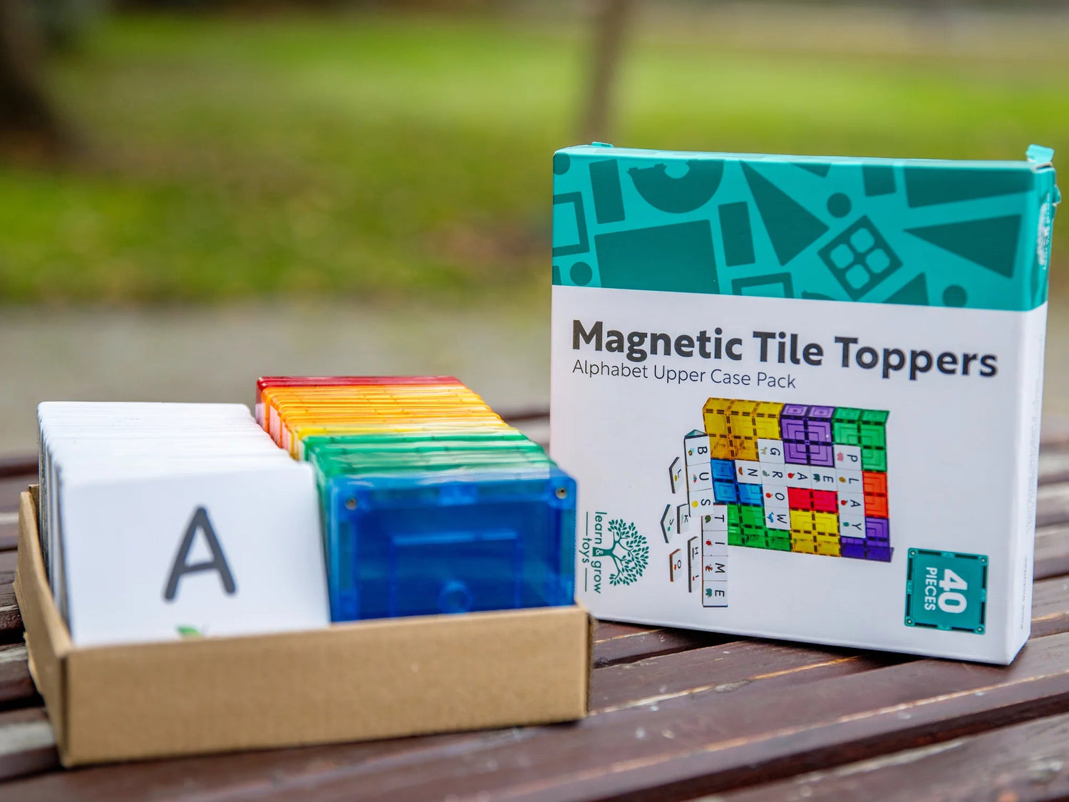 LEARN & GROW | MAGNETIC TILE TOPPER - ALPHABET UPPER CASE PACK (40 PIECE) by LEARN & GROW TOYS - The Playful Collective