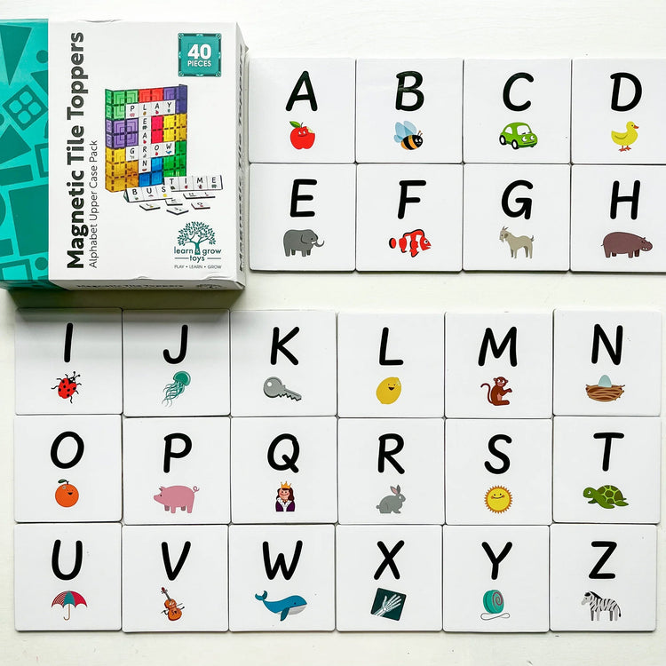LEARN & GROW | MAGNETIC TILE TOPPER - ALPHABET UPPER CASE PACK (40 PIECE) by LEARN & GROW TOYS - The Playful Collective