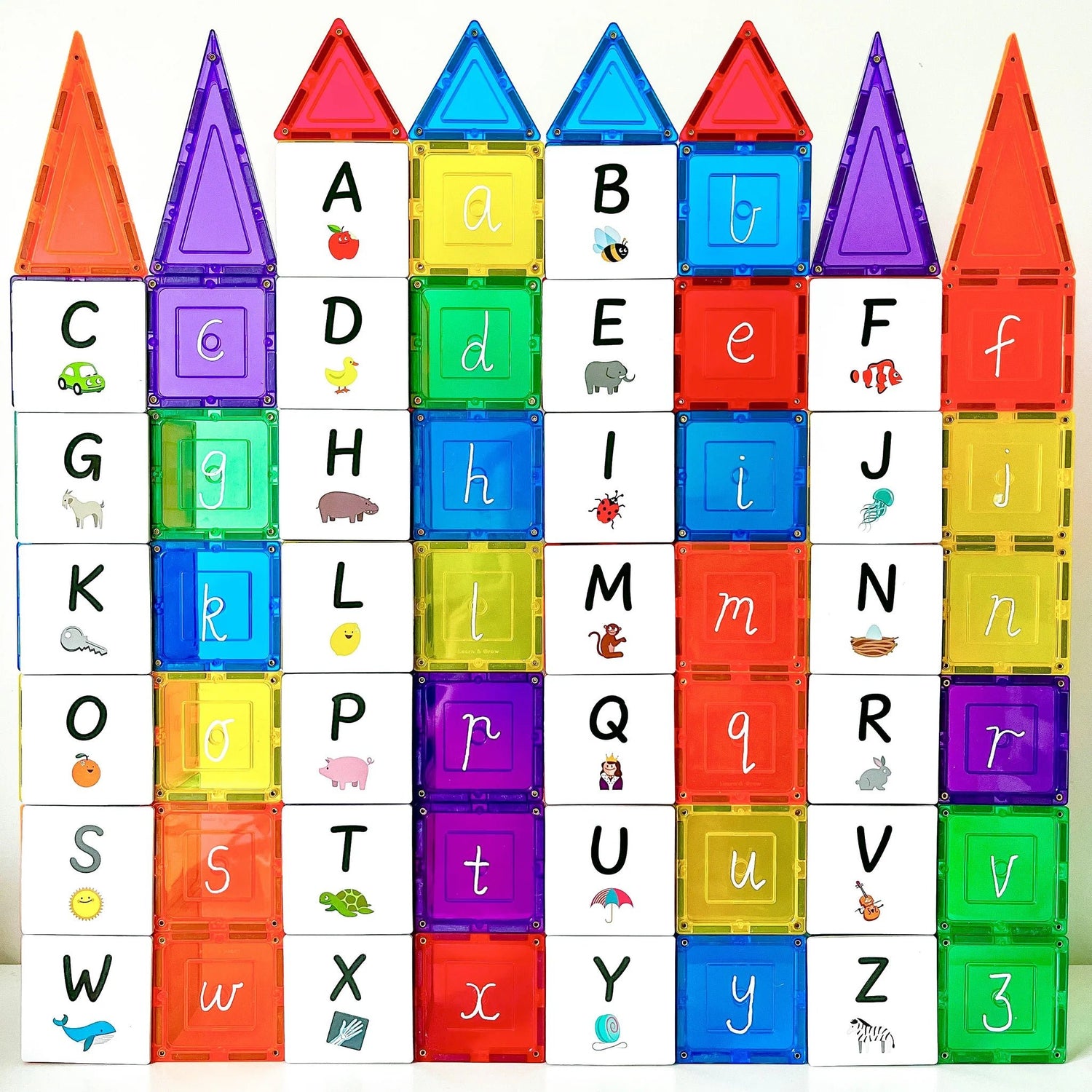 LEARN & GROW | MAGNETIC TILE TOPPER - ALPHABET UPPER CASE PACK (40 PIECE) by LEARN & GROW TOYS - The Playful Collective