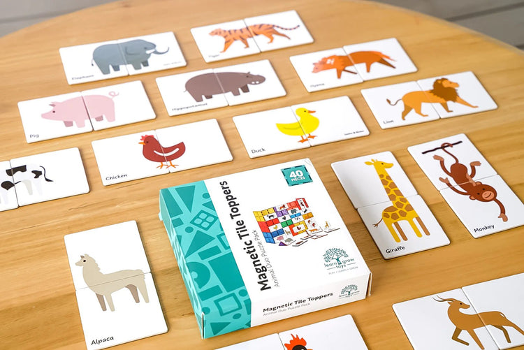 LEARN & GROW | MAGNETIC TILE TOPPER - DUO ANIMAL PUZZLE PACK (40 PIECE) by LEARN & GROW TOYS - The Playful Collective