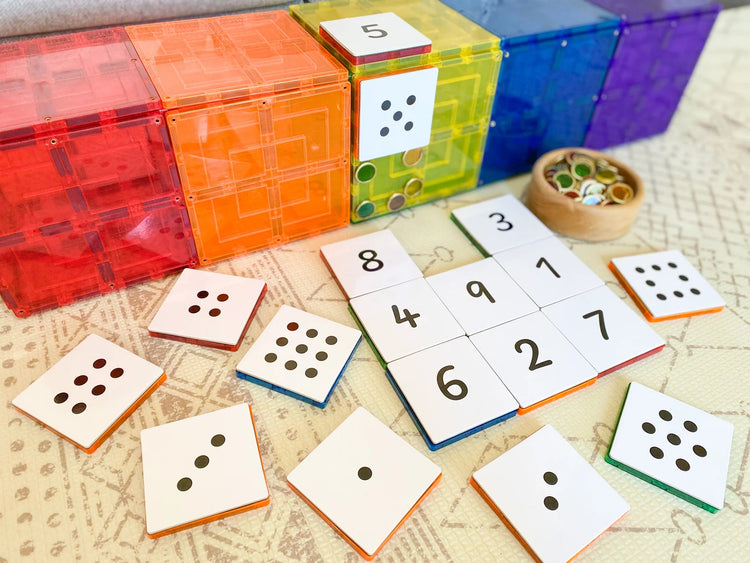 LEARN & GROW | MAGNETIC TILE TOPPER - NUMERIC PACK (40 PIECE) by LEARN & GROW TOYS - The Playful Collective