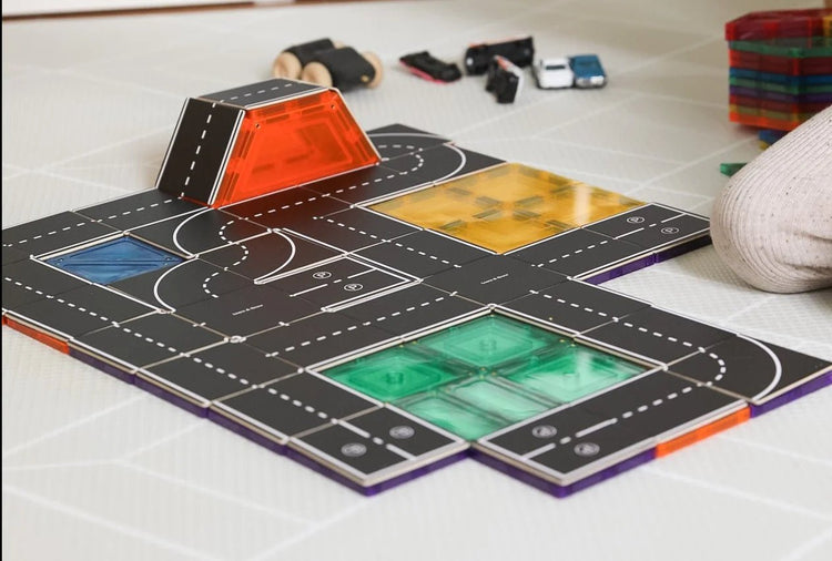 LEARN & GROW | MAGNETIC TILE TOPPER - ROAD PACK (40 PIECE) by LEARN & GROW TOYS - The Playful Collective