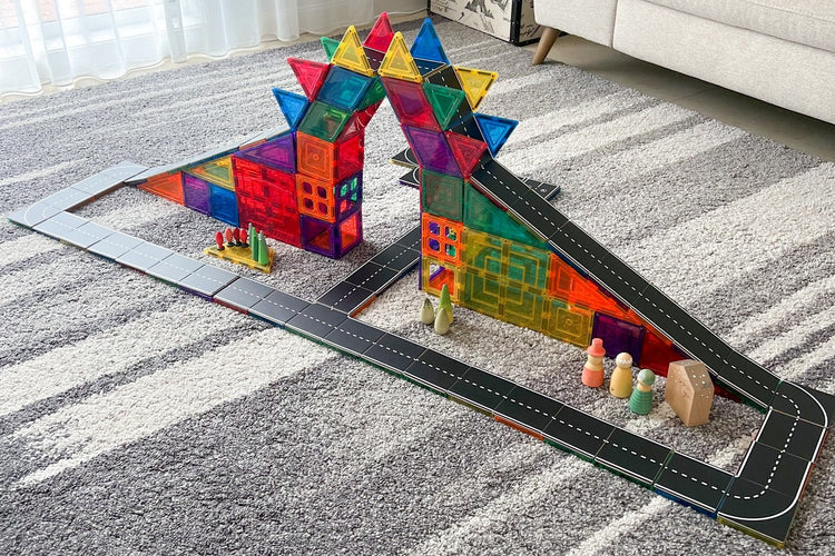 LEARN & GROW | MAGNETIC TILE TOPPER - ROAD PACK (40 PIECE) by LEARN & GROW TOYS - The Playful Collective