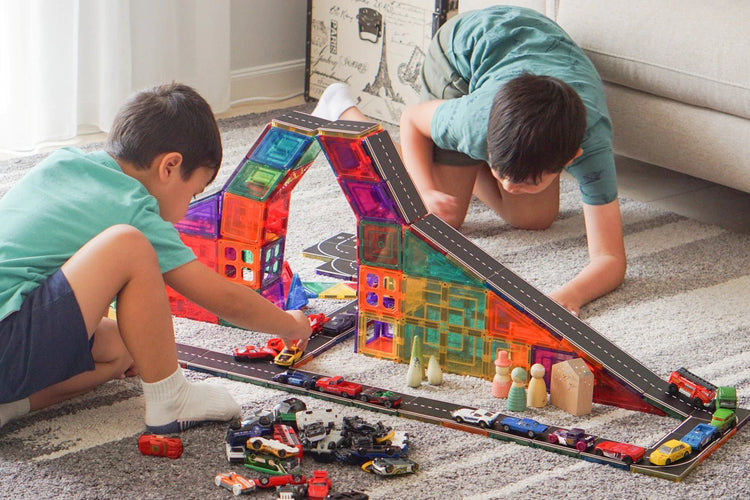 LEARN & GROW | MAGNETIC TILE TOPPER - ROAD PACK (40 PIECE) by LEARN & GROW TOYS - The Playful Collective