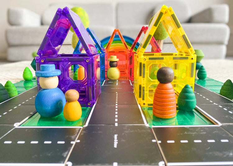 LEARN & GROW | MAGNETIC TILE TOPPER - ROAD PACK (40 PIECE) by LEARN & GROW TOYS - The Playful Collective