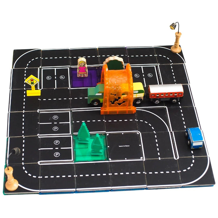 LEARN & GROW | MAGNETIC TILE TOPPER - ROAD PACK (40 PIECE) by LEARN & GROW TOYS - The Playful Collective