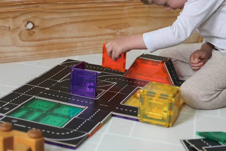 LEARN & GROW | MAGNETIC TILE TOPPER - ROAD PACK (40 PIECE) by LEARN & GROW TOYS - The Playful Collective