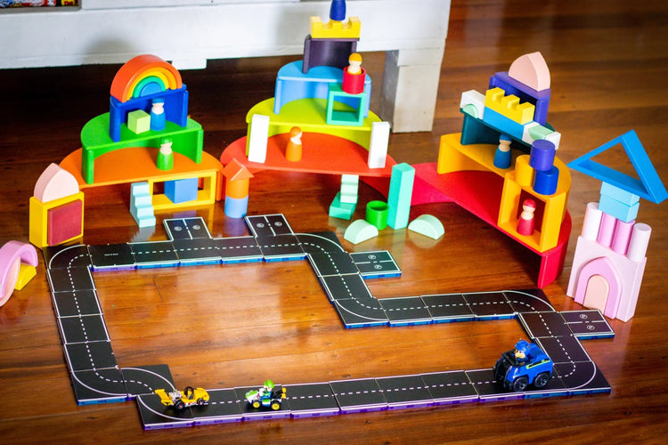 LEARN & GROW MAGNETIC TILE TOPPER - ROAD PACK (40 PIECE) *PRE-ORDER* by LEARN & GROW TOYS - The Playful Collective