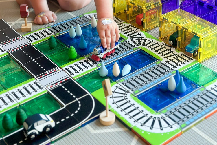 LEARN & GROW | MAGNETIC TILE TOPPER - TRAIN PACK (36 PIECE) *PRE-ORDER* by LEARN & GROW TOYS - The Playful Collective