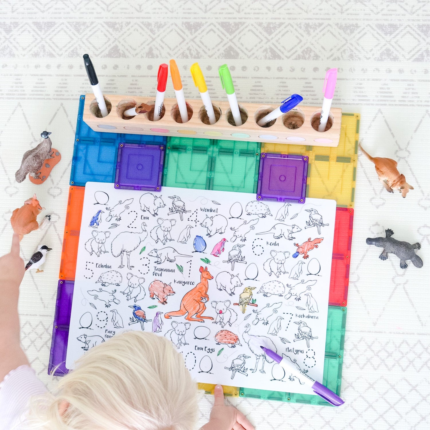 LEARN & GROW MAGNETIC TILES - 64 PIECE SET (NEW DESIGN) by LEARN & GROW TOYS - The Playful Collective