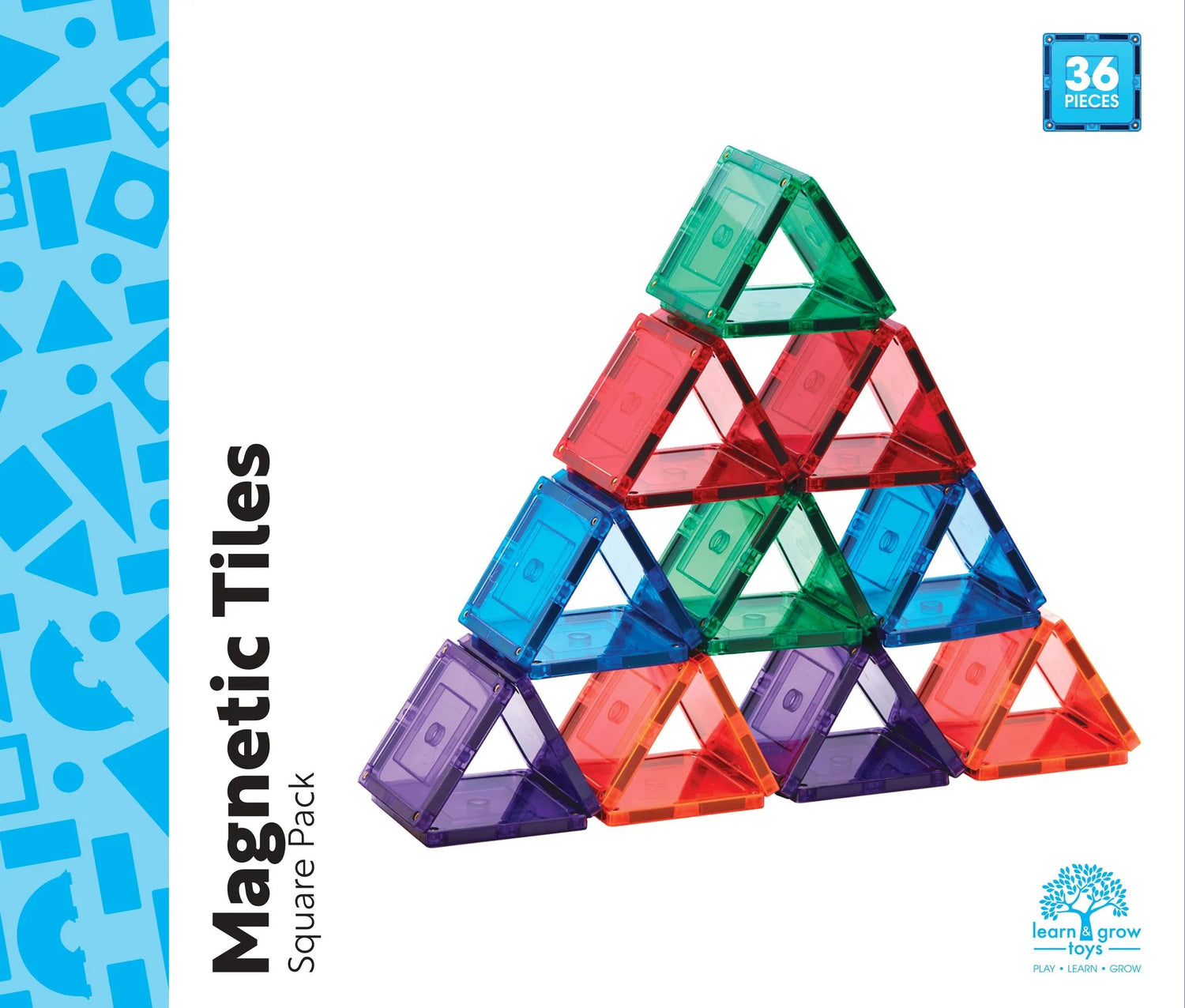 LEARN & GROW MAGNETIC TILES - SMALL SQUARE PACK (36 PIECE) *PRE-ORDER* by LEARN & GROW TOYS - The Playful Collective