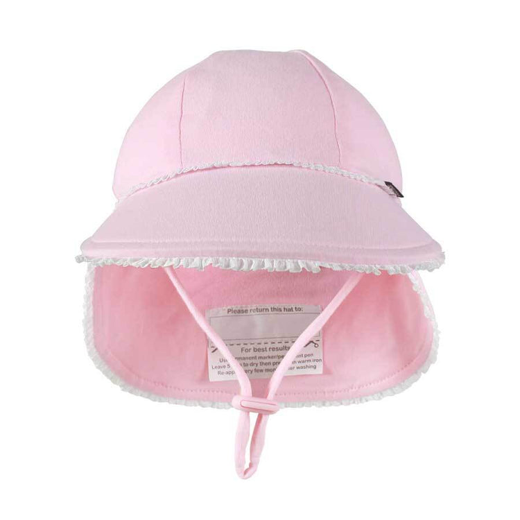 LEGIONNAIRE RUFFLE TRIM FLAP HAT - BLUSH 0-3 mths / 37cm / XXS by BEDHEAD HATS - The Playful Collective