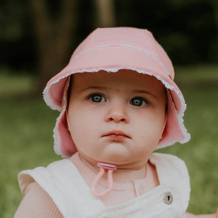 LEGIONNAIRE RUFFLE TRIM FLAP HAT - BLUSH 0-3 mths / 37cm / XXS by BEDHEAD HATS - The Playful Collective