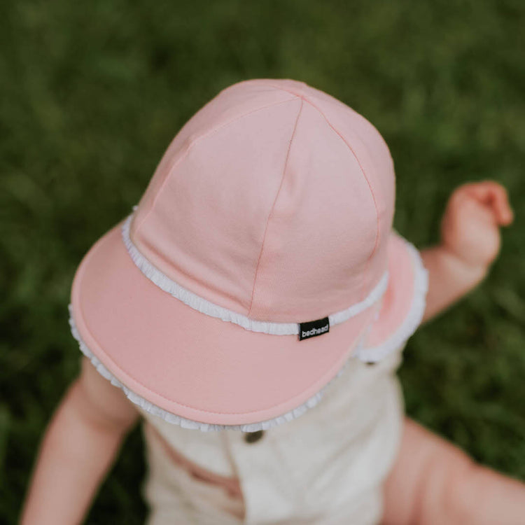 LEGIONNAIRE RUFFLE TRIM FLAP HAT - BLUSH 0-3 mths / 37cm / XXS by BEDHEAD HATS - The Playful Collective