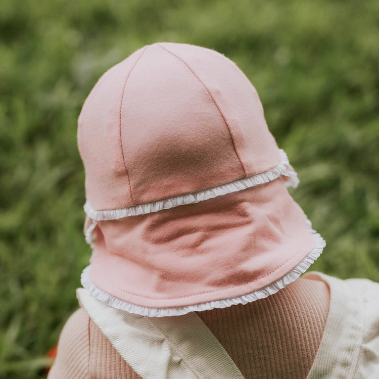 LEGIONNAIRE RUFFLE TRIM FLAP HAT - BLUSH 0-3 mths / 37cm / XXS by BEDHEAD HATS - The Playful Collective