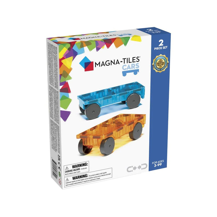 MAGNA-TILES | CARS 2 PIECE EXPANSION SET - BLUE & ORANGE *PRE-ORDER* by MAGNA-TILES - The Playful Collective