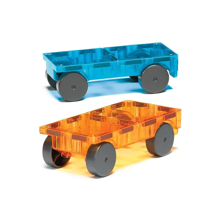 MAGNA-TILES | CARS 2 PIECE EXPANSION SET - BLUE & ORANGE *PRE-ORDER* by MAGNA-TILES - The Playful Collective