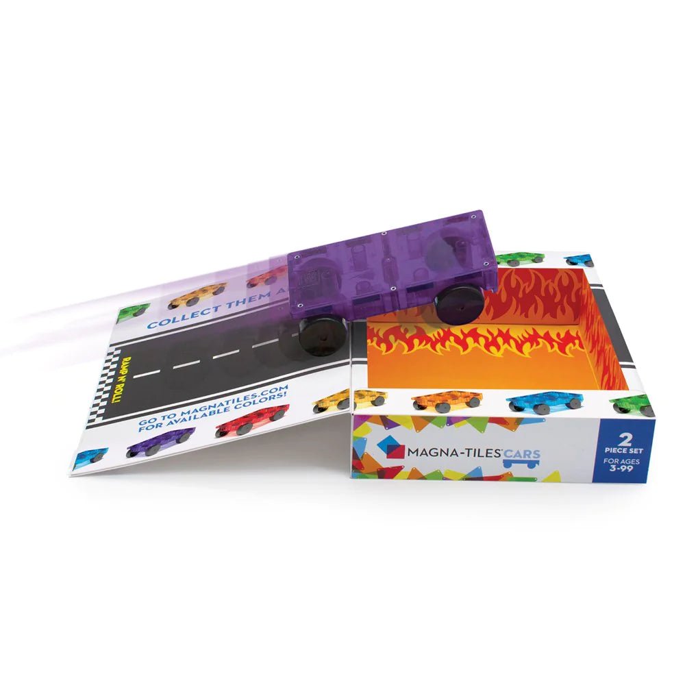 MAGNA-TILES | CARS 2 PIECE EXPANSION SET - PURPLE & RED *PRE-ORDER* by MAGNA-TILES - The Playful Collective