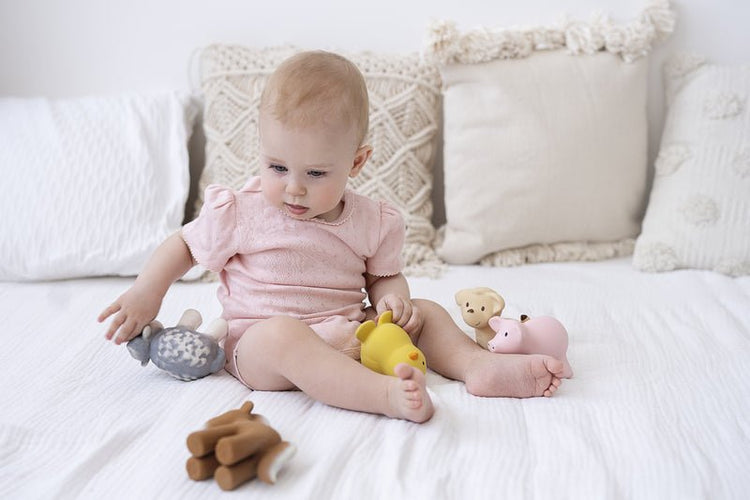 NATURAL RUBBER BABY RATTLE & BATH TOY - CHICKEN by TIKIRI - The Playful Collective