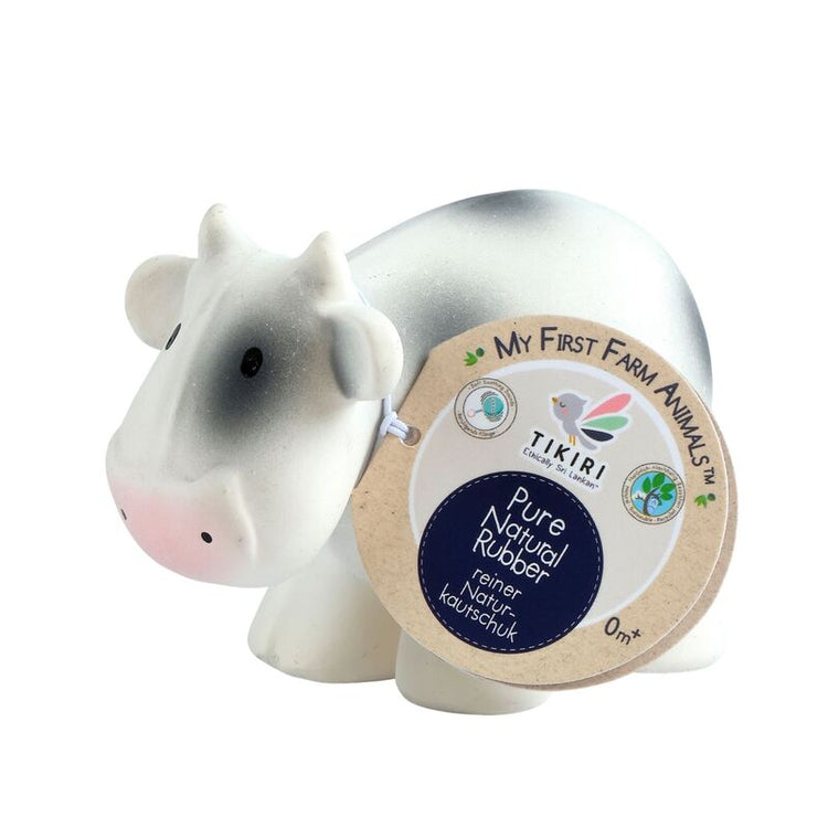 NATURAL RUBBER BABY RATTLE & BATH TOY - COW by TIKIRI - The Playful Collective