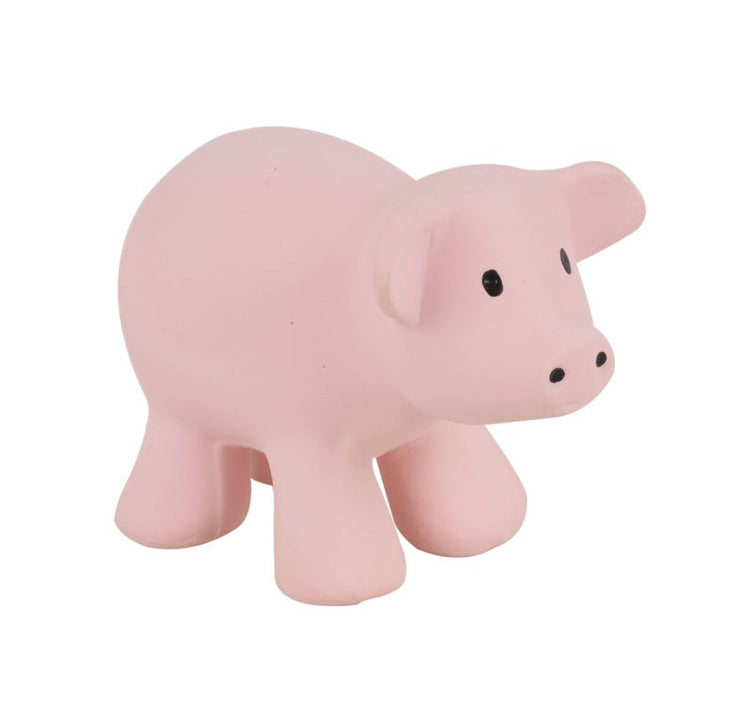 NATURAL RUBBER BABY RATTLE & BATH TOY - PIG by TIKIRI - The Playful Collective