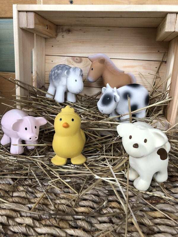 NATURAL RUBBER BABY RATTLE & BATH TOY - PIG by TIKIRI - The Playful Collective