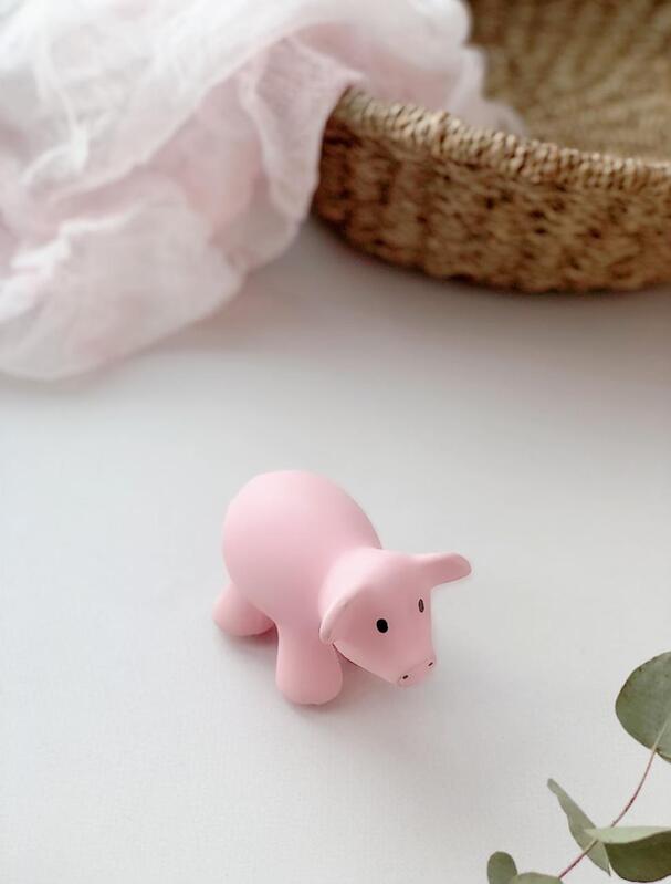 NATURAL RUBBER BABY RATTLE & BATH TOY - PIG by TIKIRI - The Playful Collective