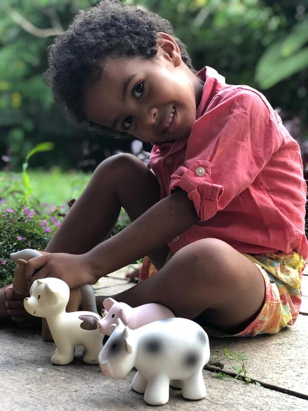 NATURAL RUBBER BABY RATTLE & BATH TOY - PIG by TIKIRI - The Playful Collective