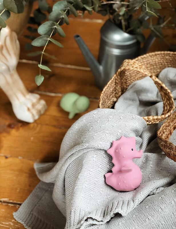 NATURAL RUBBER BABY RATTLE & BATH TOY - SEAHORSE by TIKIRI - The Playful Collective