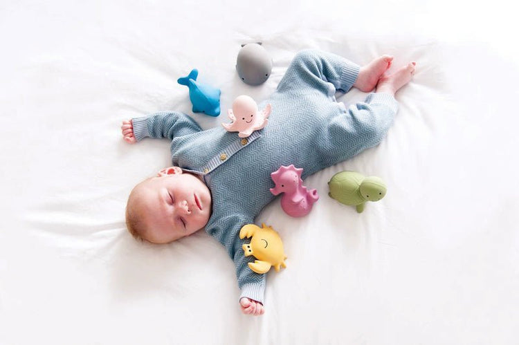 NATURAL RUBBER BABY RATTLE & BATH TOY - TURTLE by TIKIRI - The Playful Collective
