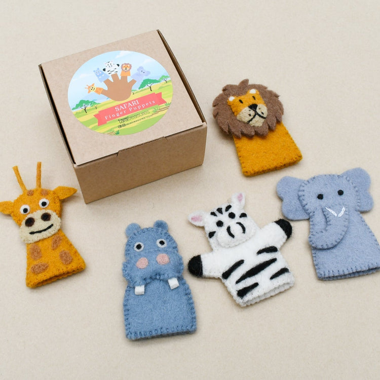 SAFARI ANIMALS FINGER PUPPET SET by TARA TREASURES - The Playful Collective