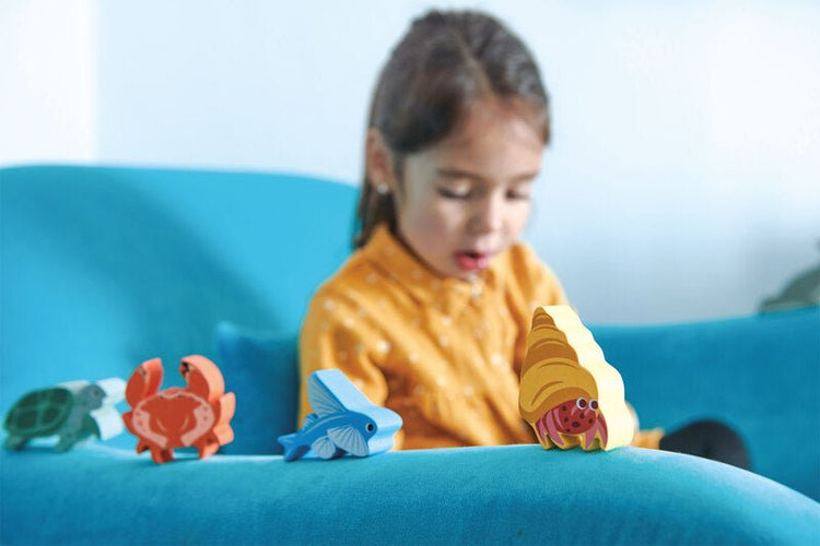 SET OF COASTAL ANIMALS WITH DISPLAY SHELF - PREORDER by TENDER LEAF TOYS - The Playful Collective